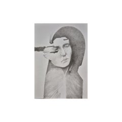 Faces - Contemporary Portrait: Original Ink Drawing on Paper by Rafał Kolinski