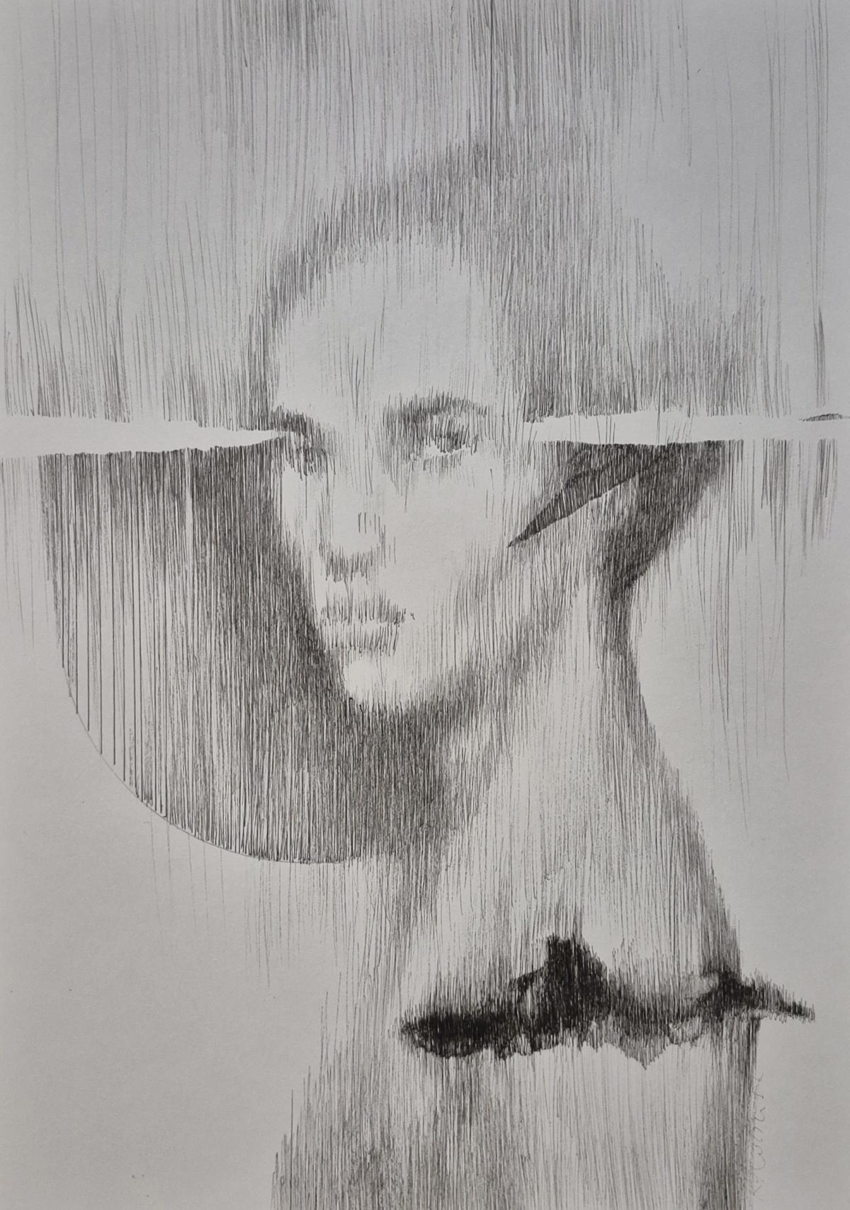 Faces: Mist - Contemporary Portrait: Original Ink Drawing on Paper