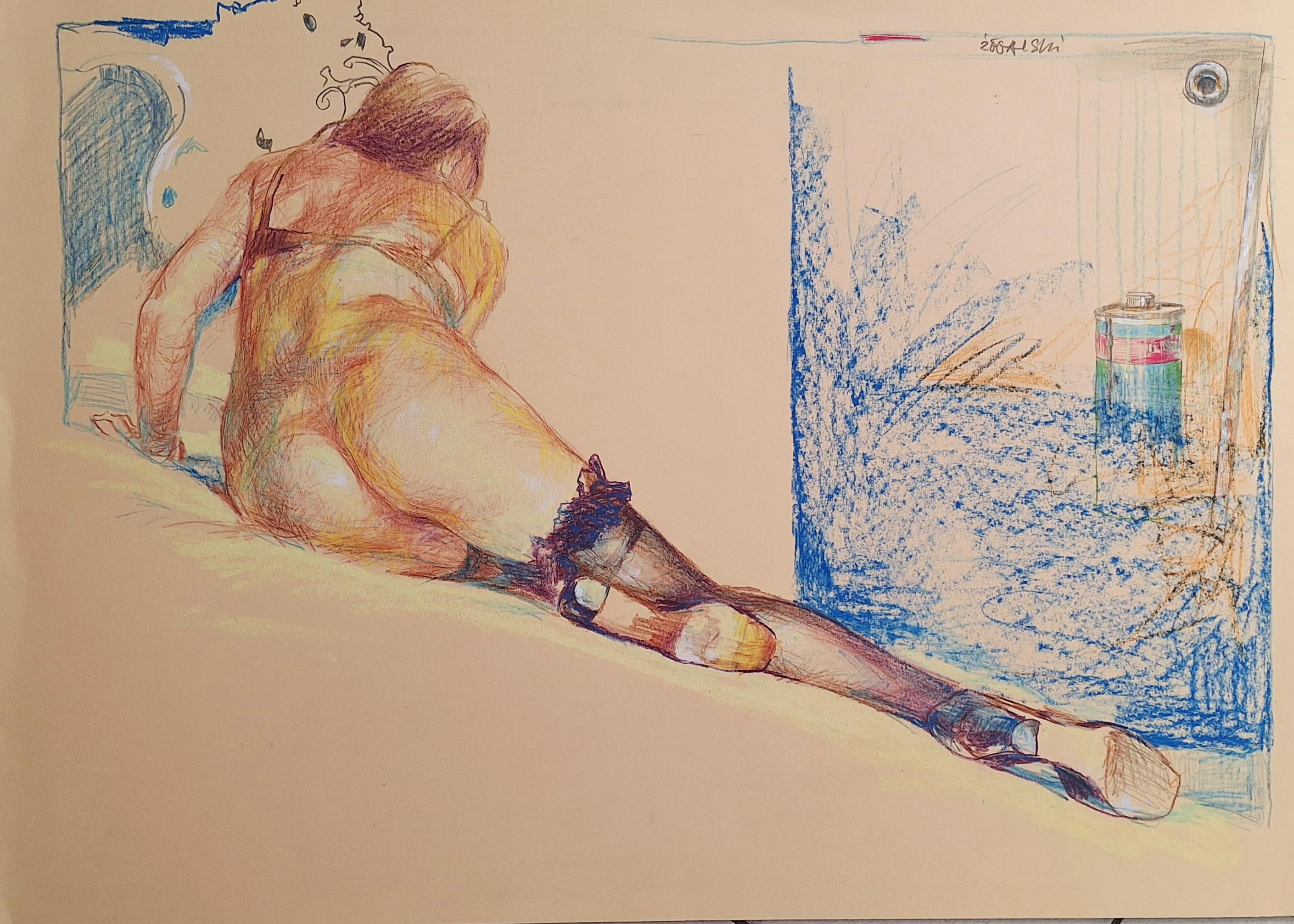 Un nu. Dessin contemporain, Nu féminin, Artiste polonais