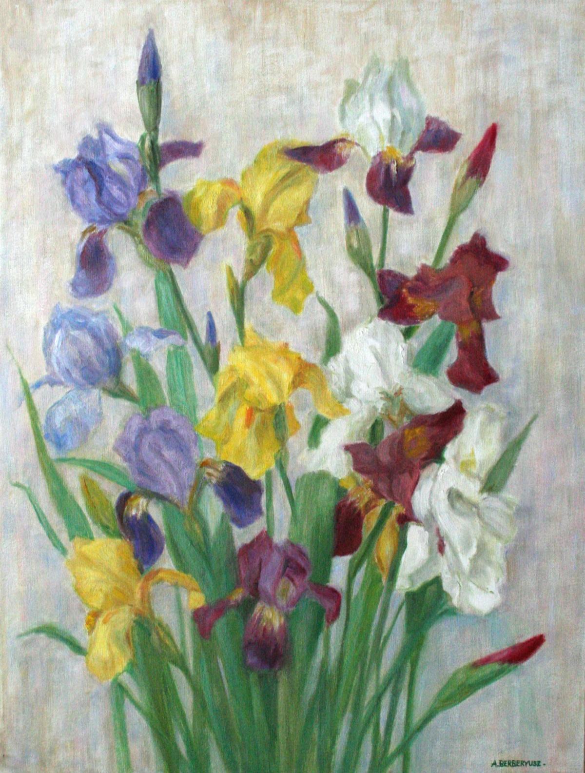 Alicja Berberyusz Still-Life Painting - Flowers - XX Century, Still-life Oil Painting, Colorful, Bright Colors