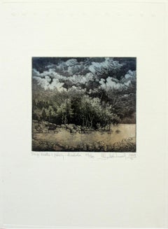 Second card from a journey - XX Century, Landscape Etching, Muted Colors