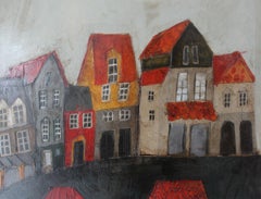 Town VIII - XXI Century, Contemporary Landscape Acrylic Painting, Architecture