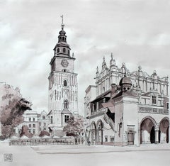 Cracow, the Cloth Hall - Contemporary Watercolor & Ink Landscape Painting
