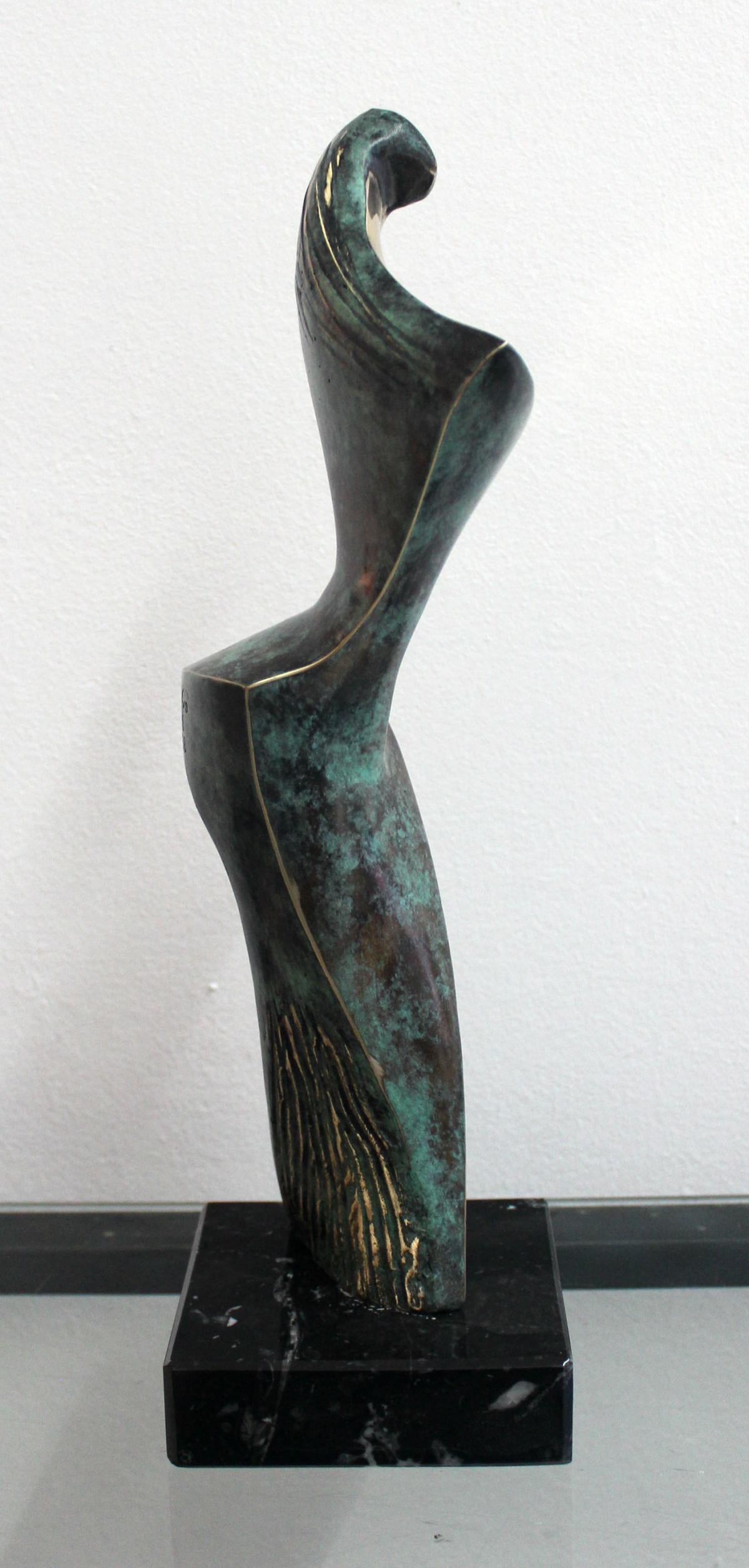 Dame - XXI Century, Contemporary Bronze Sculpture, Figurative, Nude, Abstraction - Gold Nude Sculpture by Stanisław Wysocki