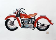 Motorcycle - XXI Century, Contemporary Watercolor & Ink Painting, Realistic