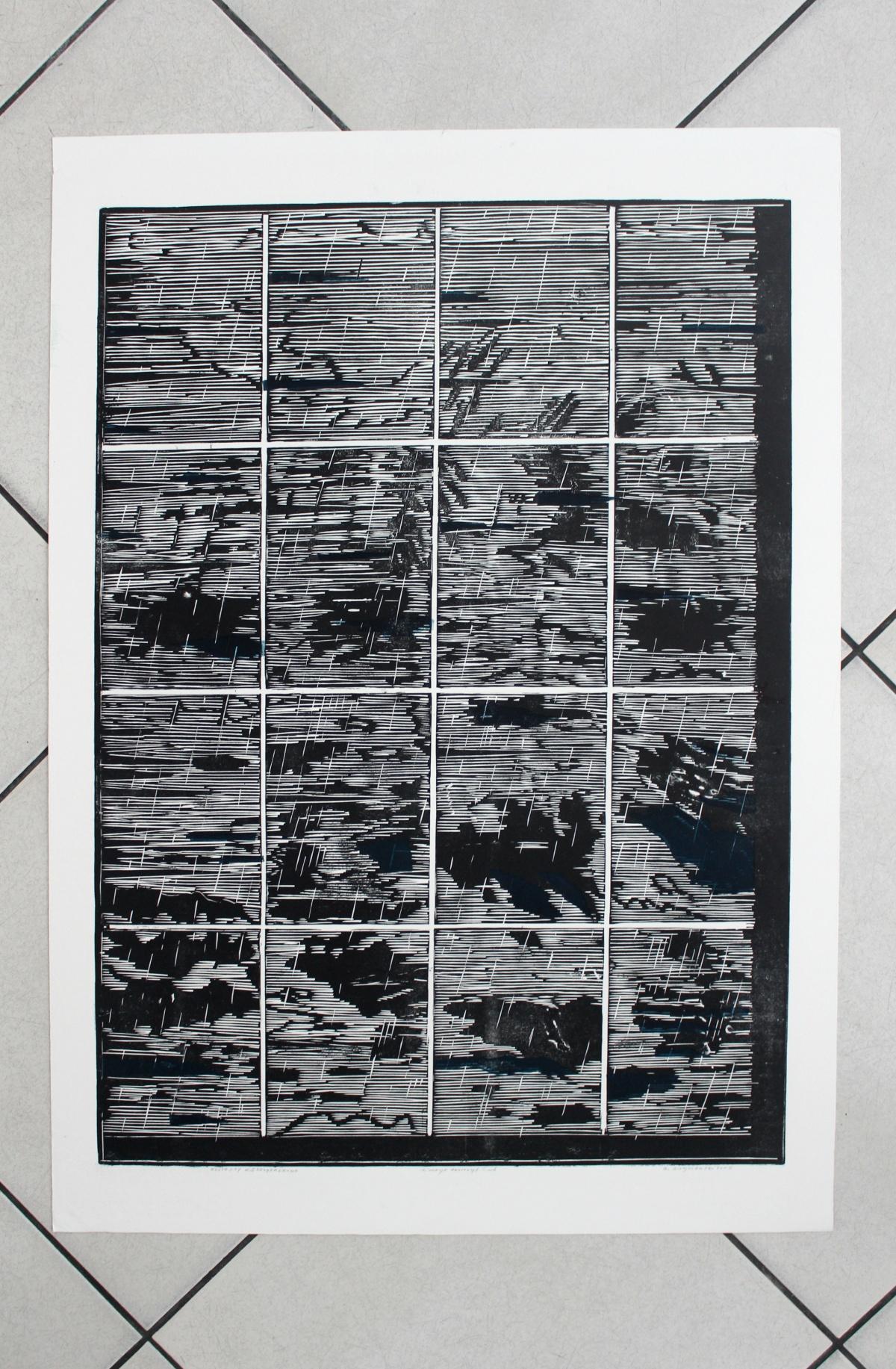 Formen unerwartet - XX Jahrhundert, Buntholzschnitt , Abstrakter Druck (Schwarz), Print, von Ryszard Gieryszewski