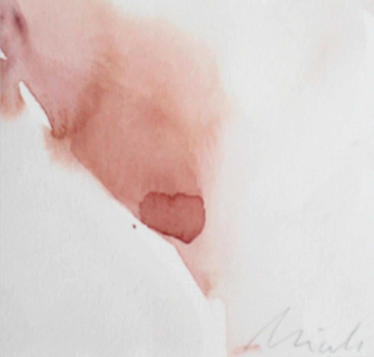 Diana - XXI Century, Watercolor Figurative Painting, Nude, Pink Shades - Art by Maria Iciak
