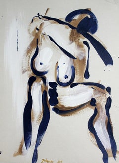 Nude - XXI Century, Contemporary Figurative Gouache Painting, Bright Colors