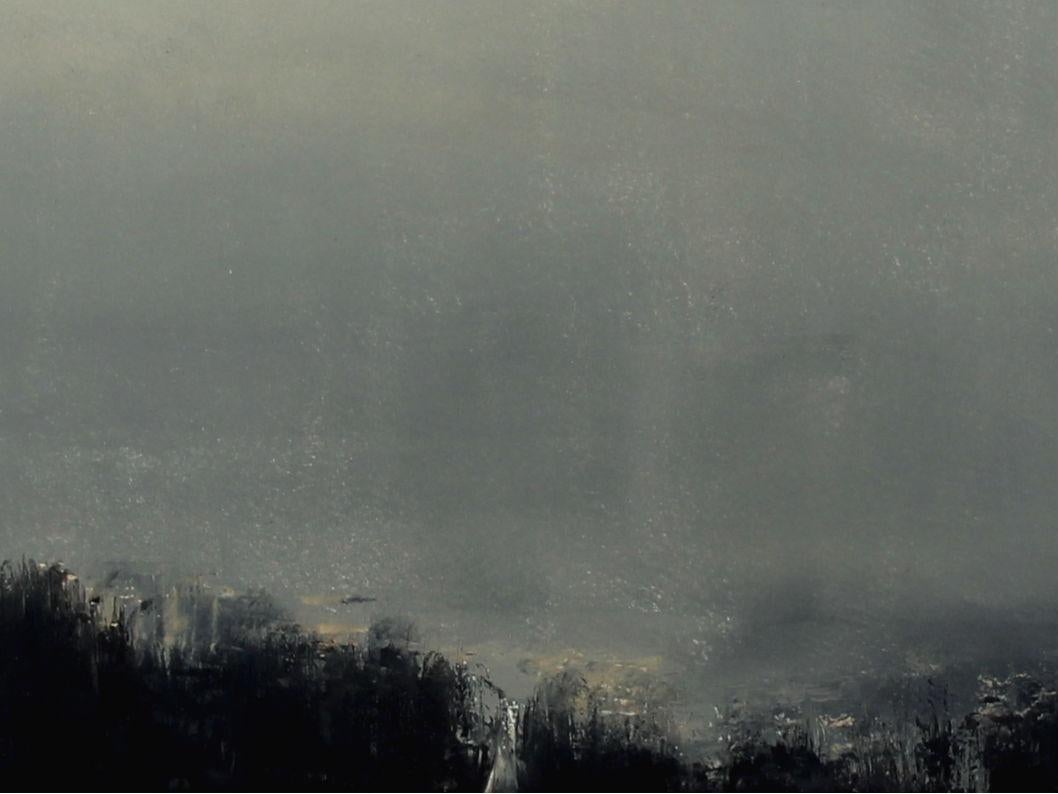 Landscape - XXI century, Contemporary Oil & Acrylic Painting, Abstraction - Gray Landscape Painting by Monika Rossa