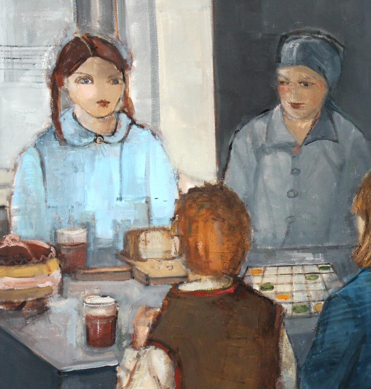 Players - XXI Jahrhundert, Zeitgenössisches figuratives Ölgemälde, Inneneinrichtung, Familie – Painting von Malgorzata Rozmarynowska