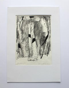 Curtain - XX century, Contemporary Black & White Linocut Print
