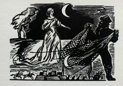 Switez (Adam Mickiewicz) - XX century, Black & White Woodcut Print, Figurative