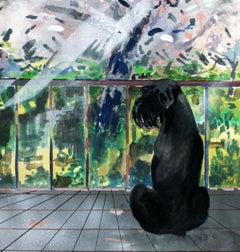 Apple tree - XX Century, Contemporary Figuratie Watercolor Painting, Dog, Animal