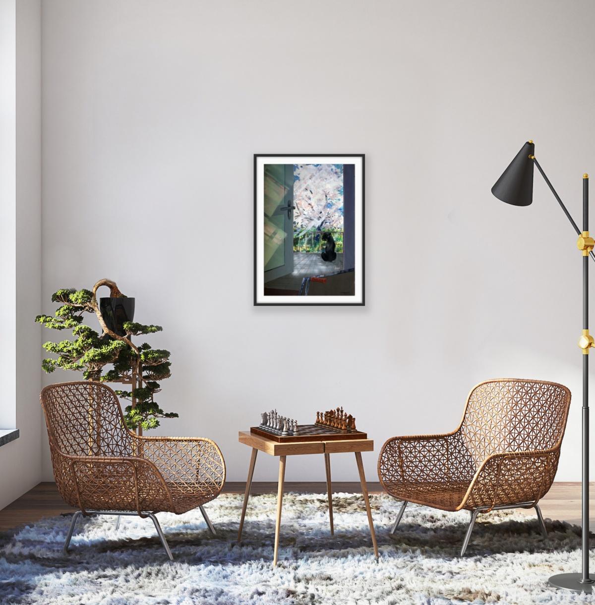 Albero di mele - XX secolo, Pittura contemporanea figurata ad acquerello, Cane, Animale in vendita 1