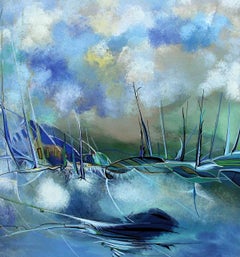 A Postcard - XXI century, Contemporary Gouache Painting, Abstraction, Landscape