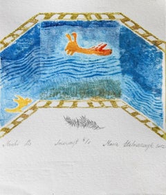 Sea fox - XXI Century, Contemporary Woodcut Print, Colorful, Abstract