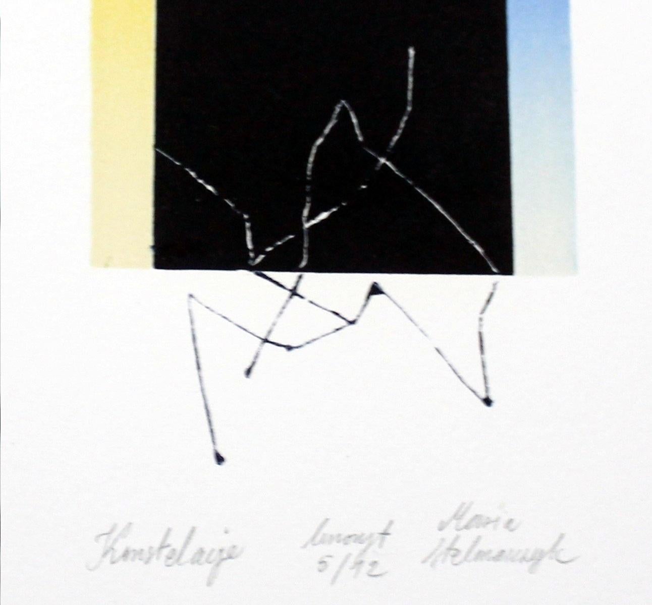 Constellation - XXIe siècle, impression contemporaine en linogravure et gravure sur bois, abstraite - Print de Maria Stelmaszczyk
