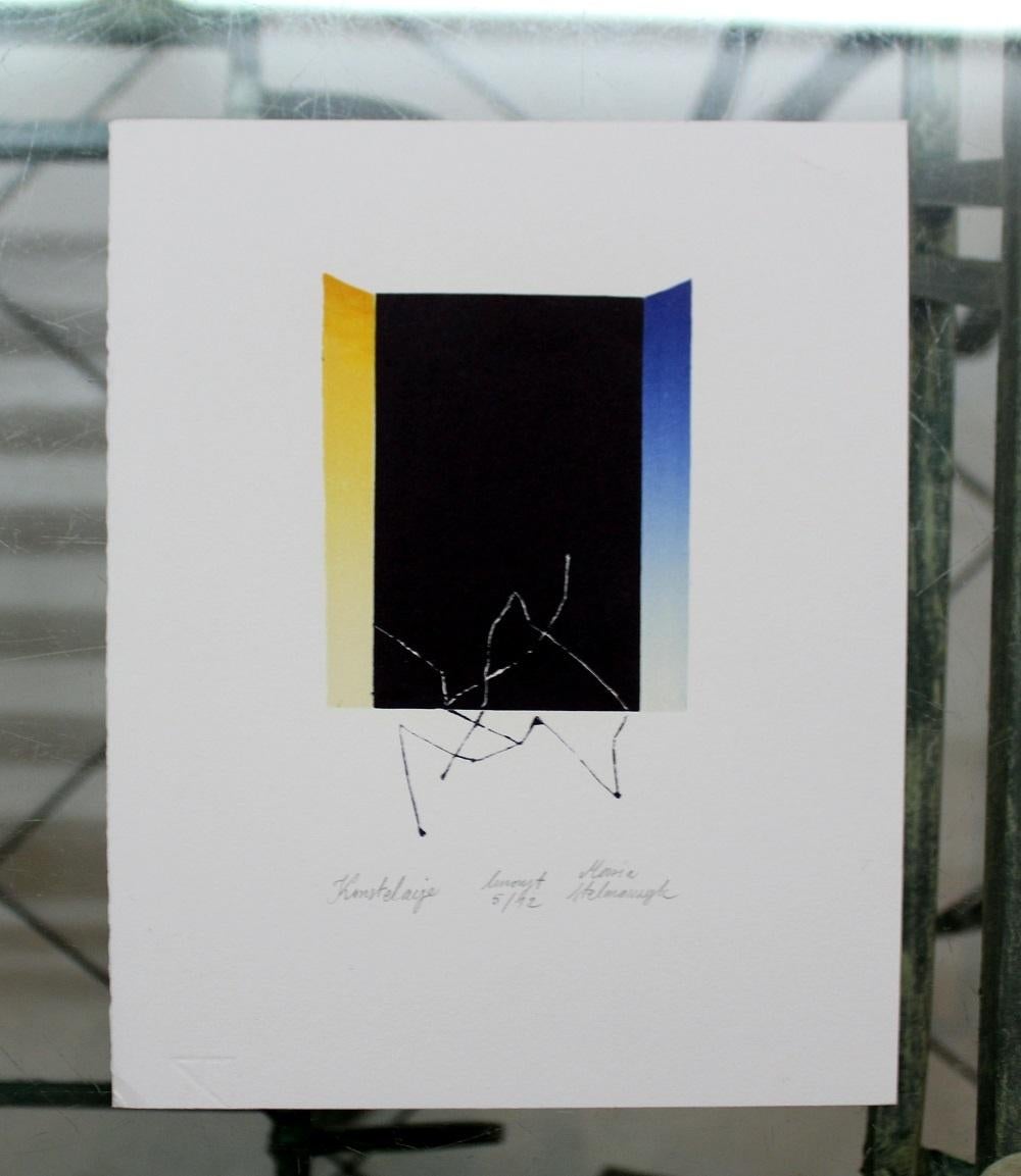 Constellation - XXI Jahrhundert, Zeitgenössischer Linocut- und Holzschnittdruck, Abstrakt (Grau), Print, von Maria Stelmaszczyk