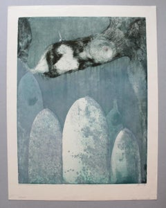 Young unicorn - XX Century, Abstract Etching Print, Muted Colors