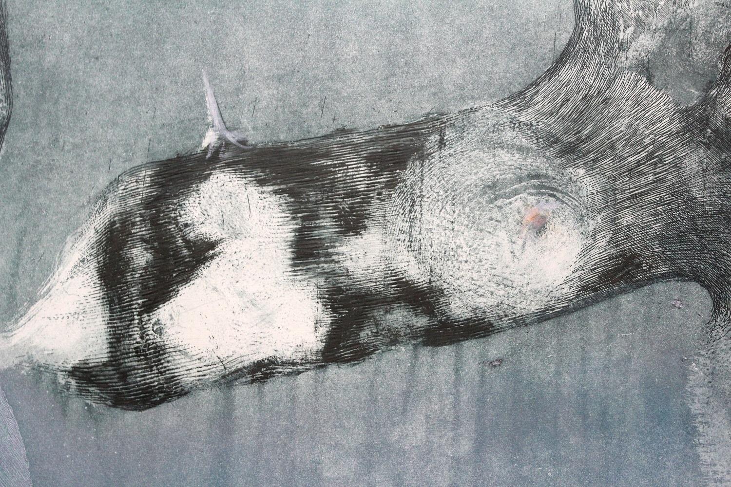 Young unicorn - XX Century, Abstract Etching Print, Muted Colors 3