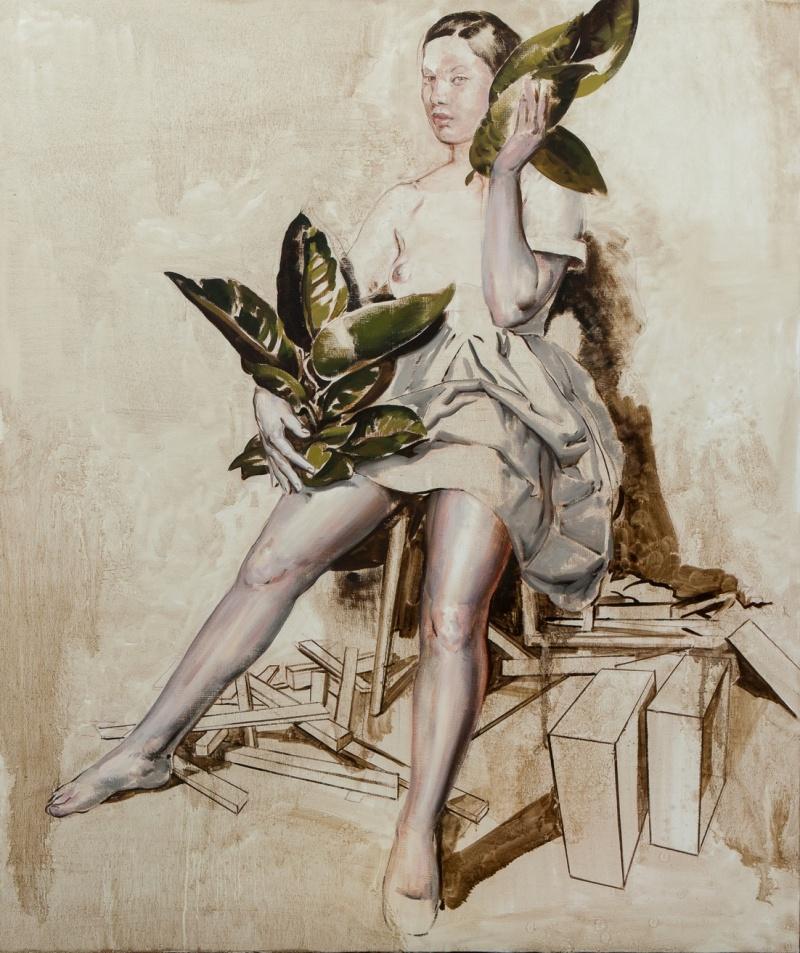 Jan Szczepkowski Figurative Art – Zeitgenössisches figuratives Nackt-Ölgemälde, Überbleibsel und Fragmente, 21. Jahrhundert