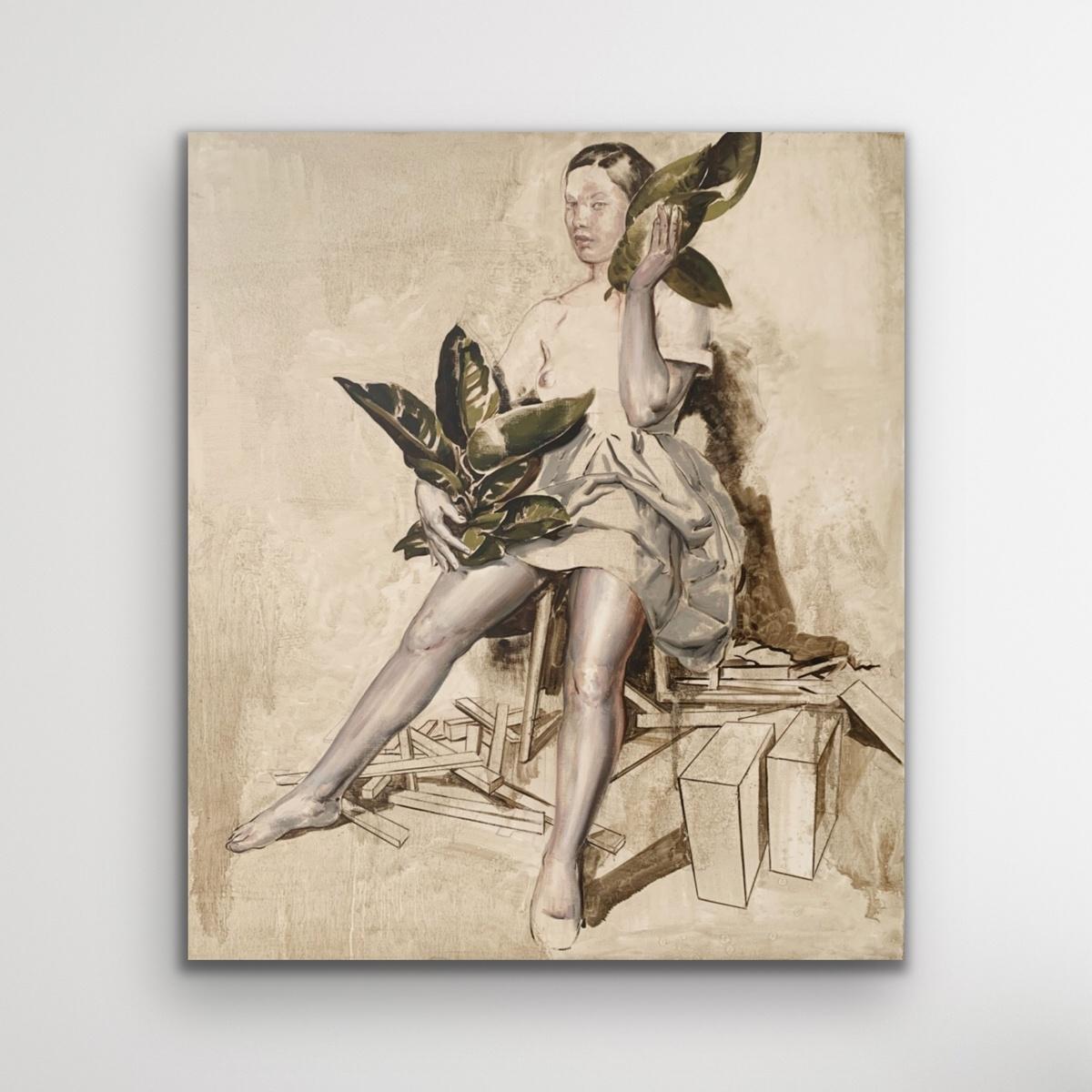 Restes et fragments - XXIe siècle, peinture à l'huile figurative contemporaine d'un nu figuratif en vente 3