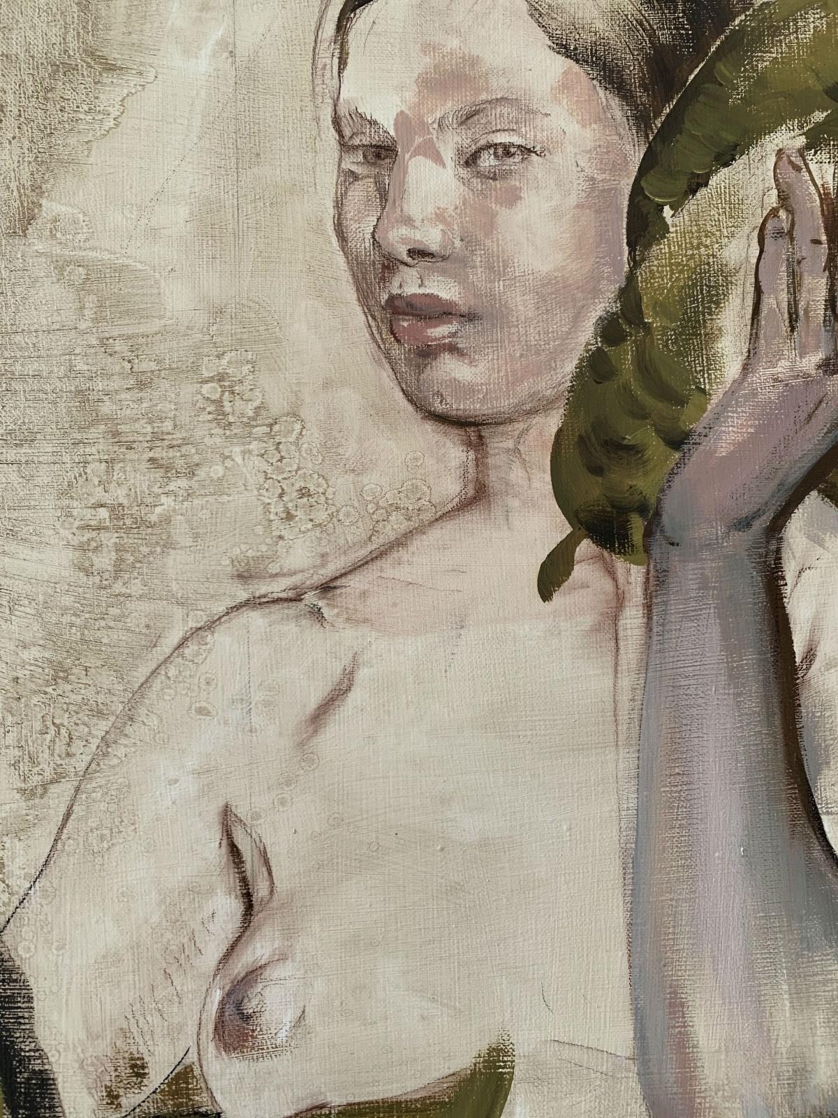 Zeitgenössisches figuratives Nackt-Ölgemälde, Überbleibsel und Fragmente, 21. Jahrhundert (Beige), Figurative Art, von Jan Szczepkowski