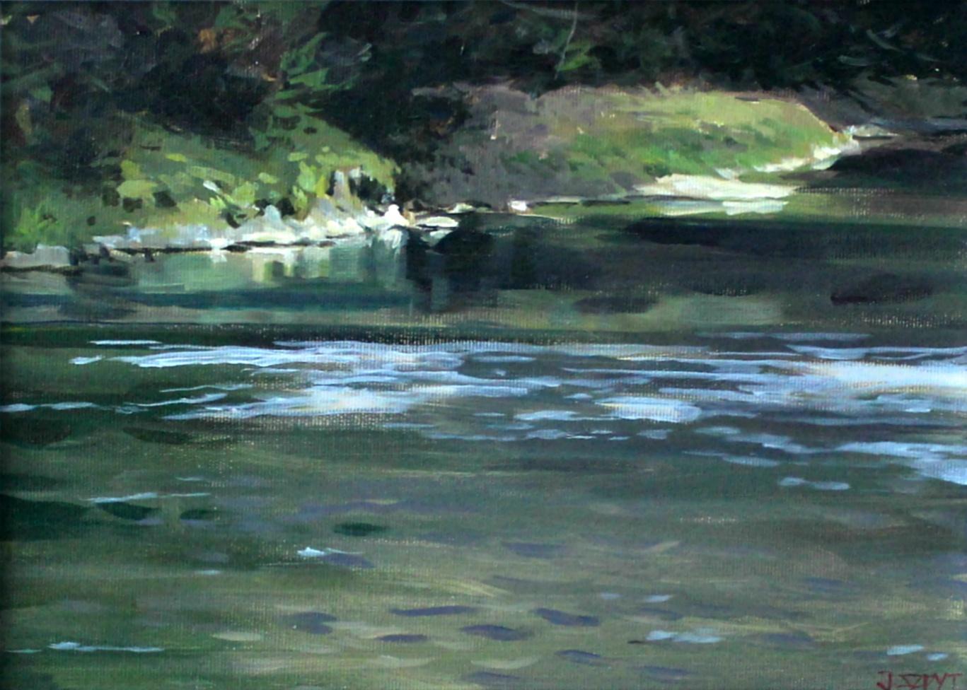Janusz Szpyt Landscape Painting – Dunajec - XXI Jahrhundert, Zeitgenössisches figuratives Ölgemälde, Realismus, Landschaft
