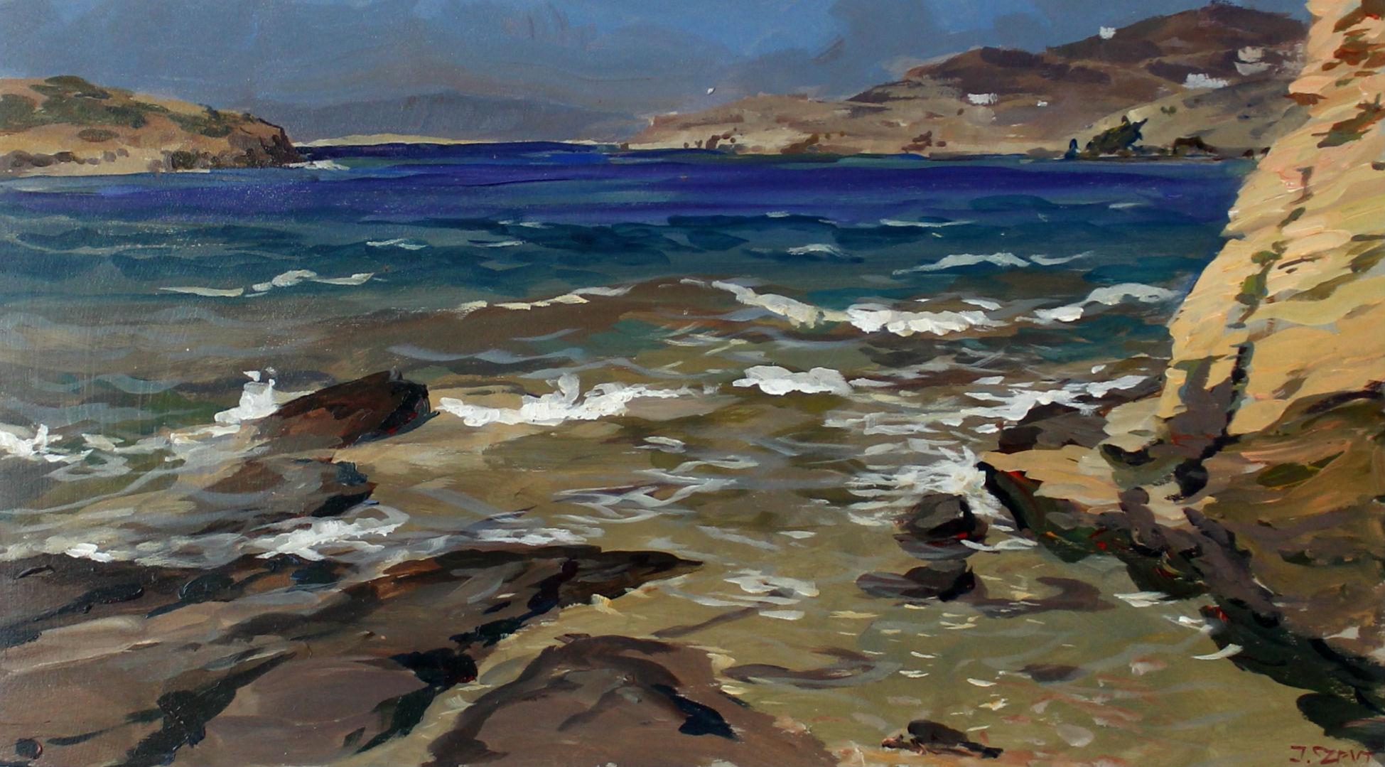 Posidonia Coast - XXI Century, Contemporary Landscape Oil Painting, Realism