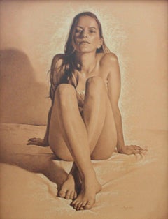 Nude - XXI century, Contemporary Realistic Figurative Mixed Media Drawing  