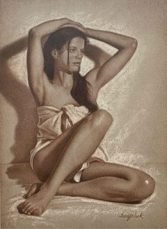 Nude - XXI century, Contemporary Realistic Figurative Mixed Media Drawing  