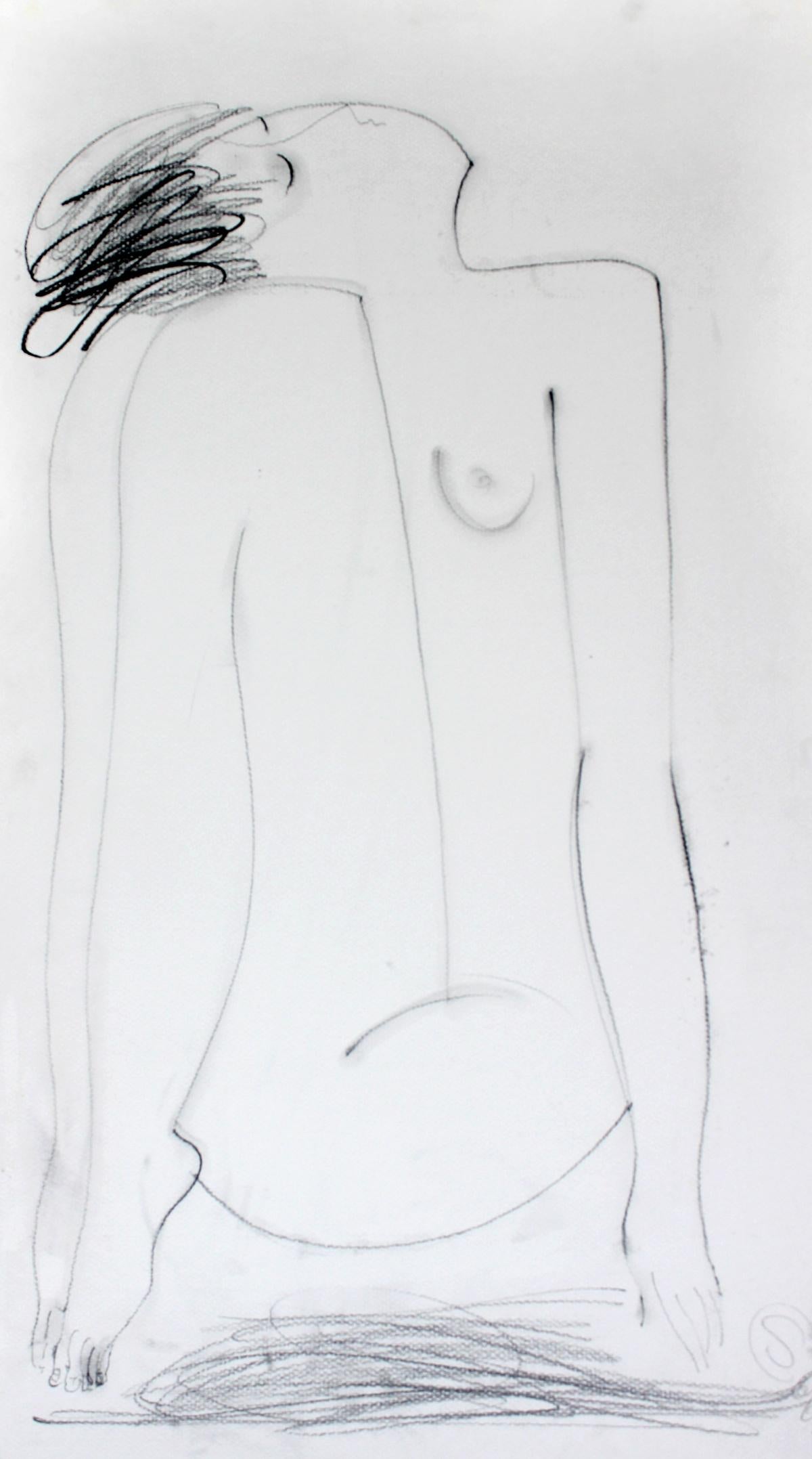 Nu - XXIe siècle, dessin figuratif contemporain au crayon sur papier