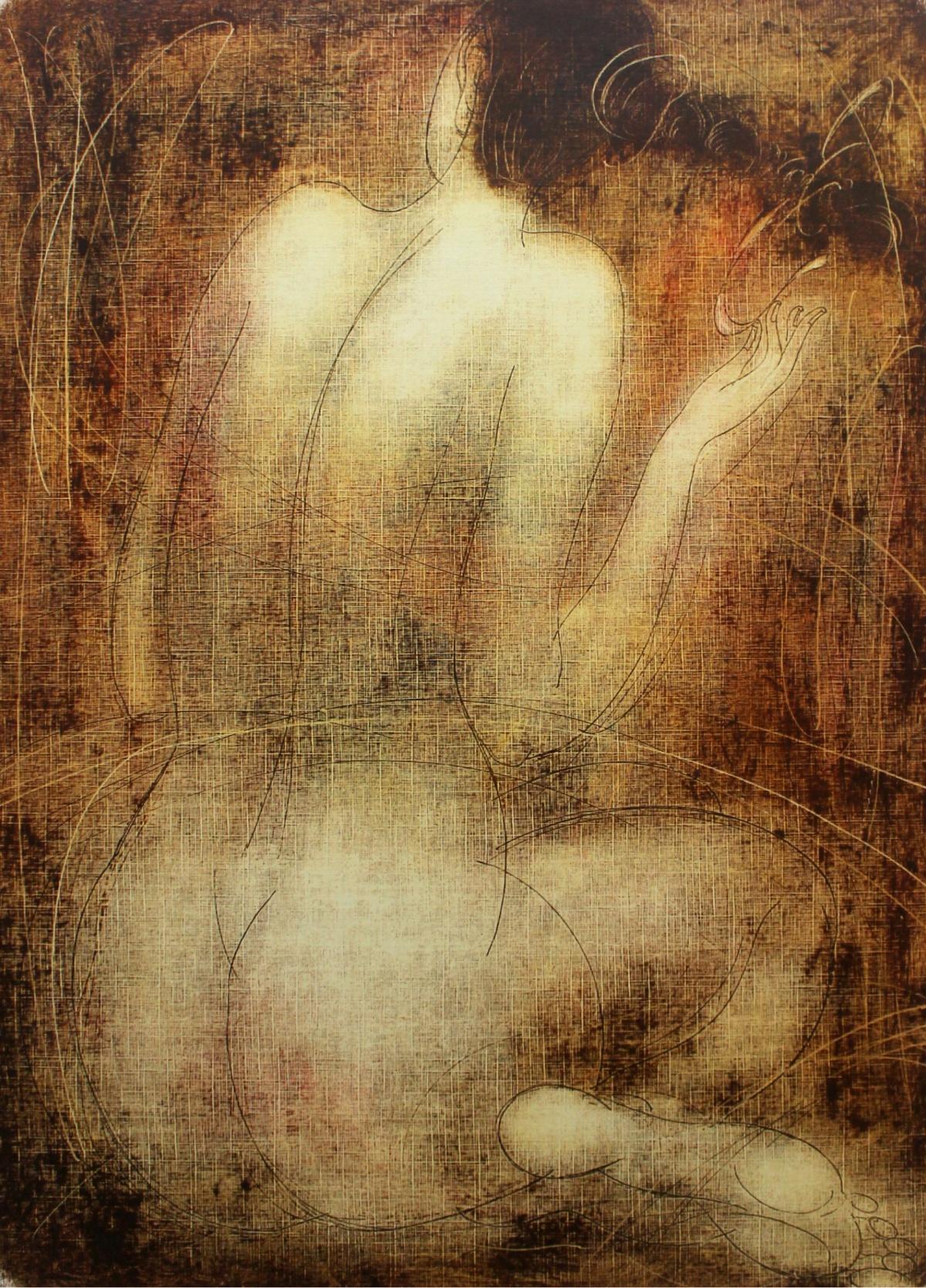 Nude - XXI Century, Contemporary Figurative Monotype Print