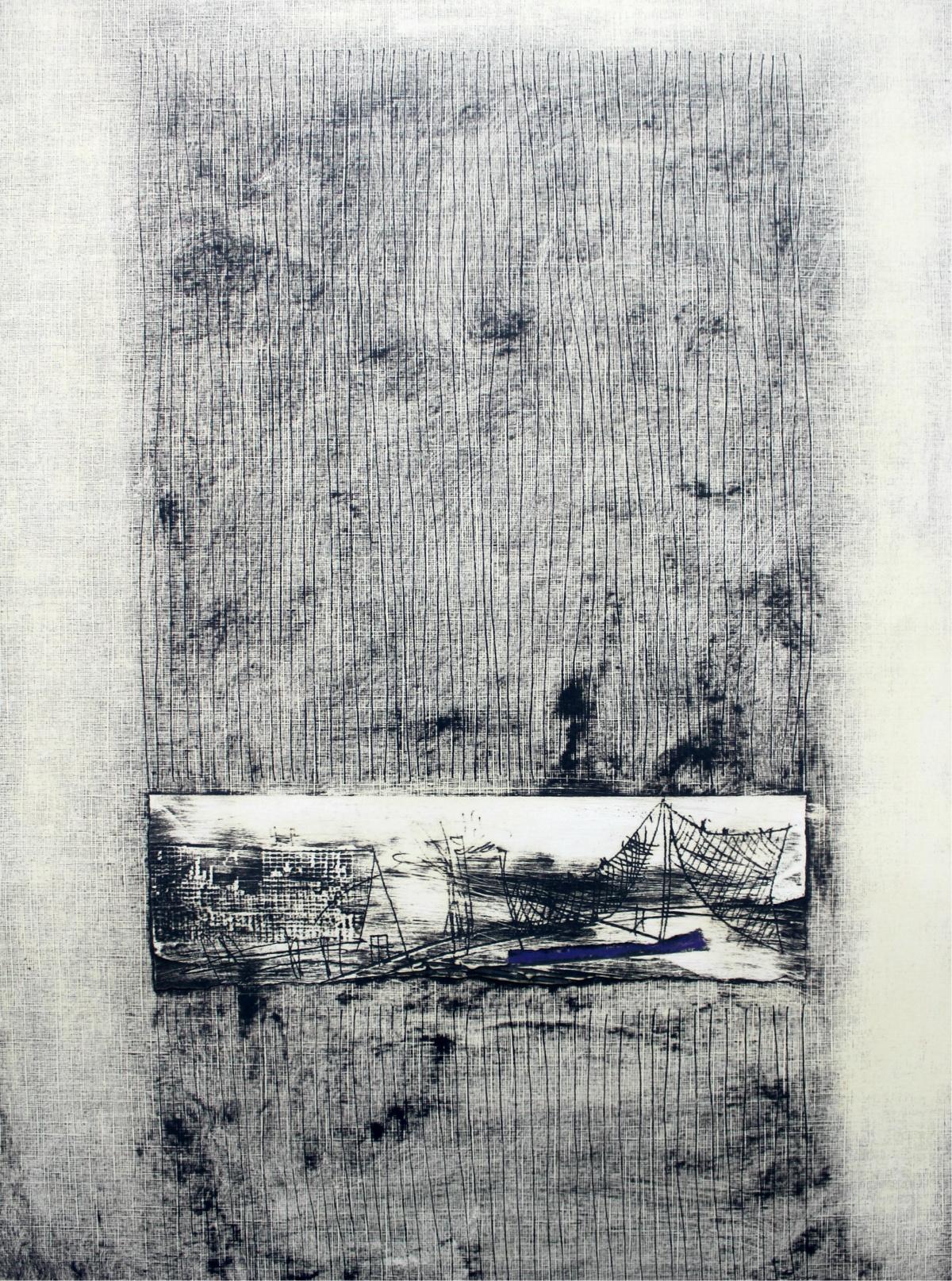 Siergiej Timochow Landscape Print - A landscape - XXI Century, Contemporary Abstract Monotype Print, Monochromatic
