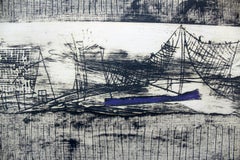 A landscape - XXI Century, Contemporary Abstract Monotype Print, Monochromatic
