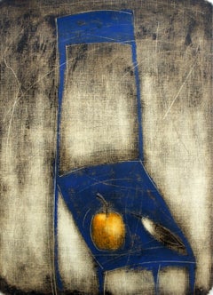 Used Still life with a chair - XXI Century, Figurative Monotype Print, Bird, Apple