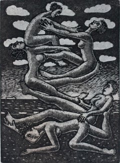 La pyramide de la liberté - XXIe siècle, gravure figurative à l'eau-forte, monochrome