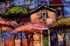 Two towns - XXI Century, Contemporary Acrylic Painting, Landscape, Colorful