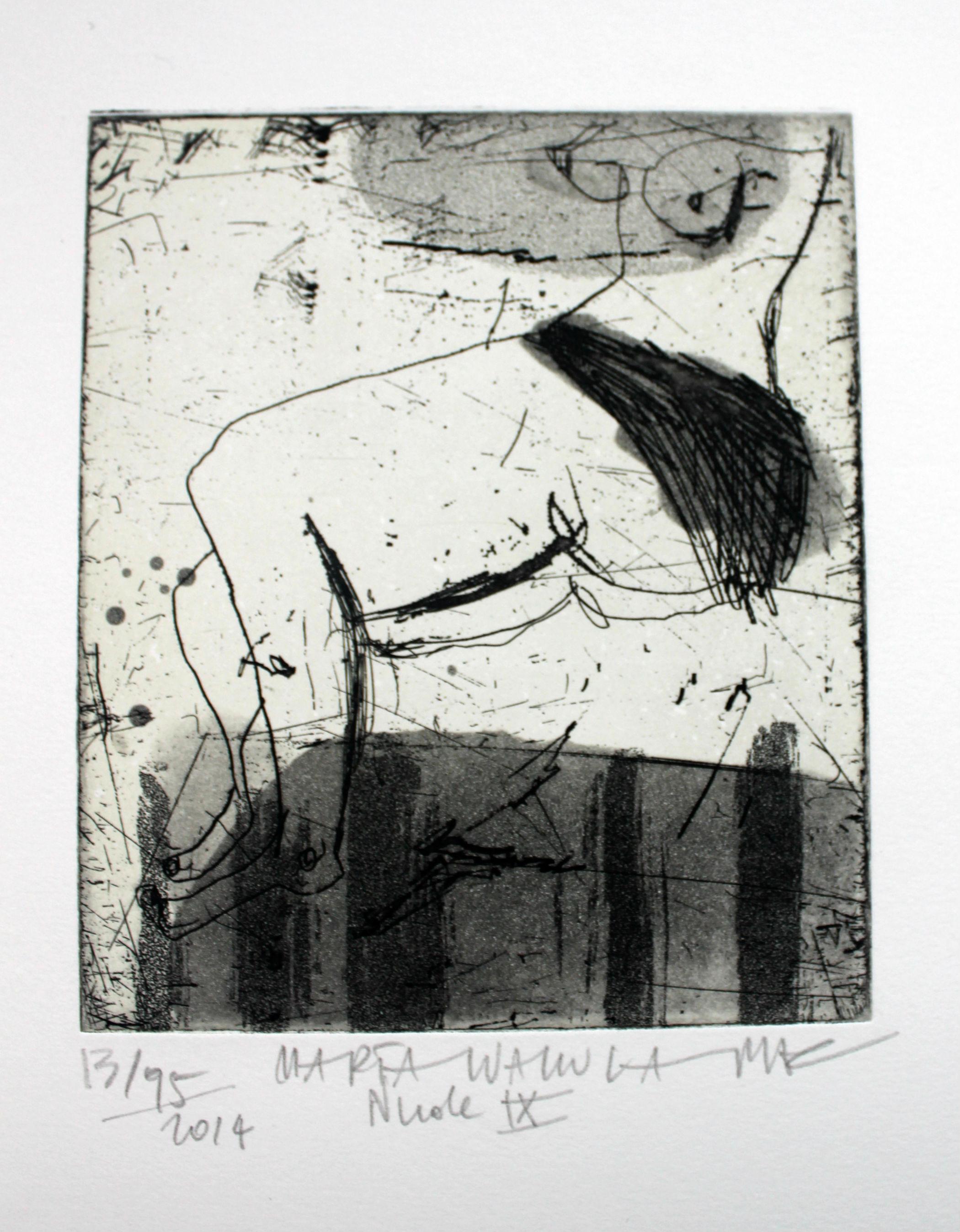 Nude IX - XXI Jahrhundert, Zeitgenössischer figurativer Aquatinta-Radierungsdruck (Grau), Nude Print, von Marta Wakula-Mac
