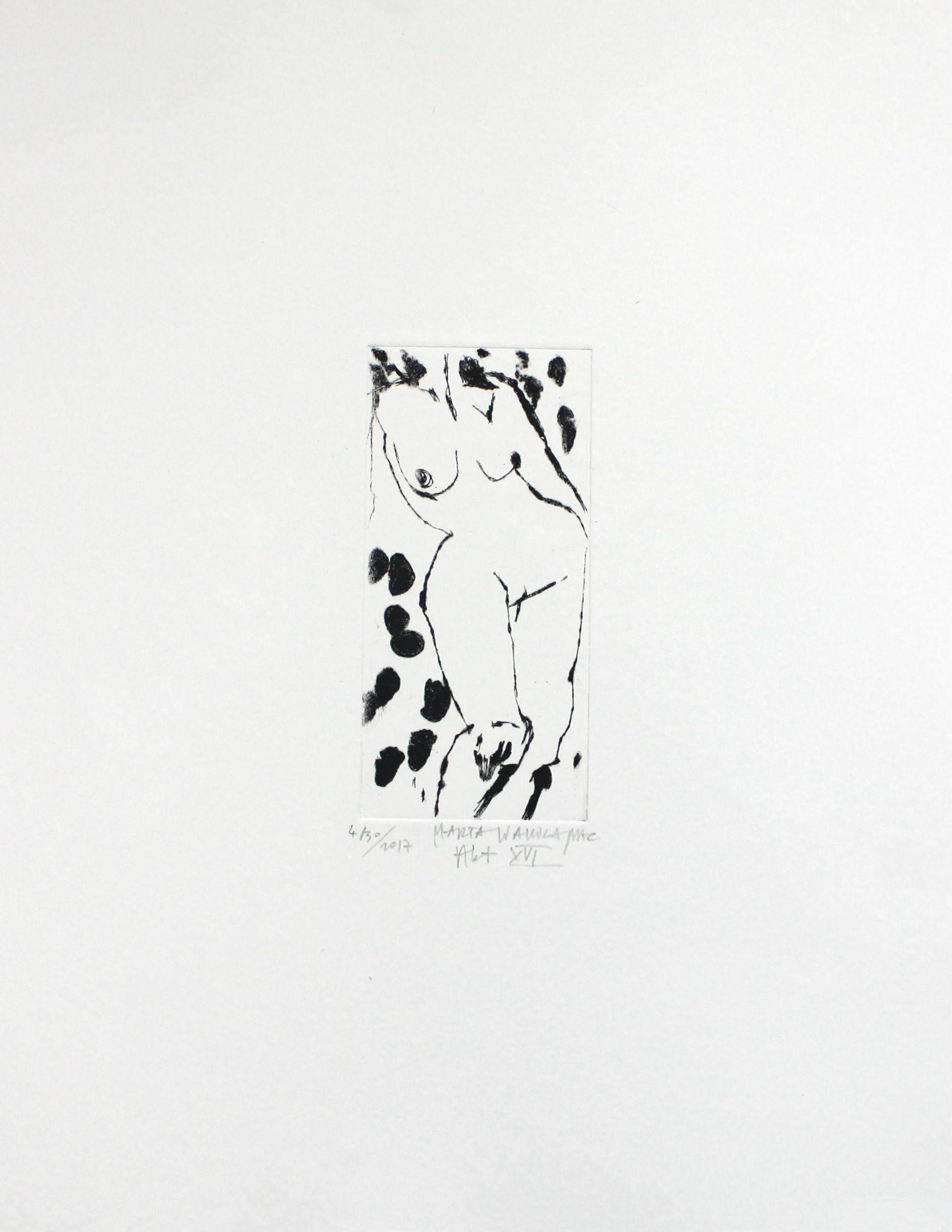 Drypoint etching print by Polish artist Marta Wakula-Mac, number 4 out of 30