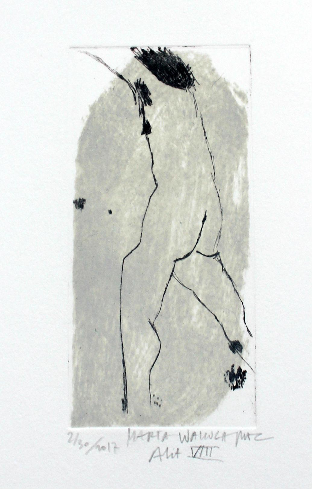 Nude VIII - XXI Jahrhundert, Zeitgenössischer figurativer Drypoint-Radierungsdruck