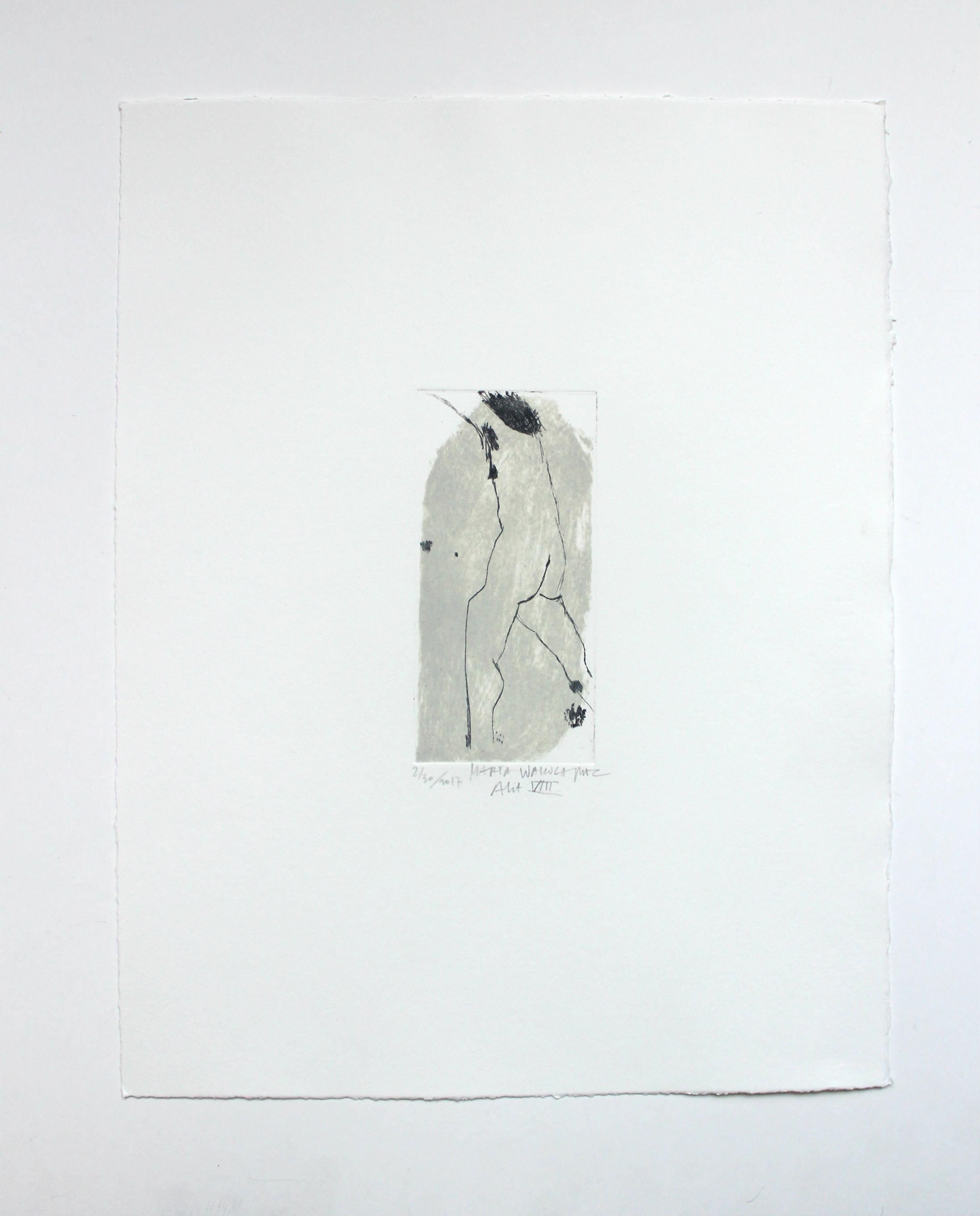 Nude VIII - XXI Jahrhundert, Zeitgenössischer figurativer Drypoint-Radierungsdruck – Print von Marta Wakula-Mac