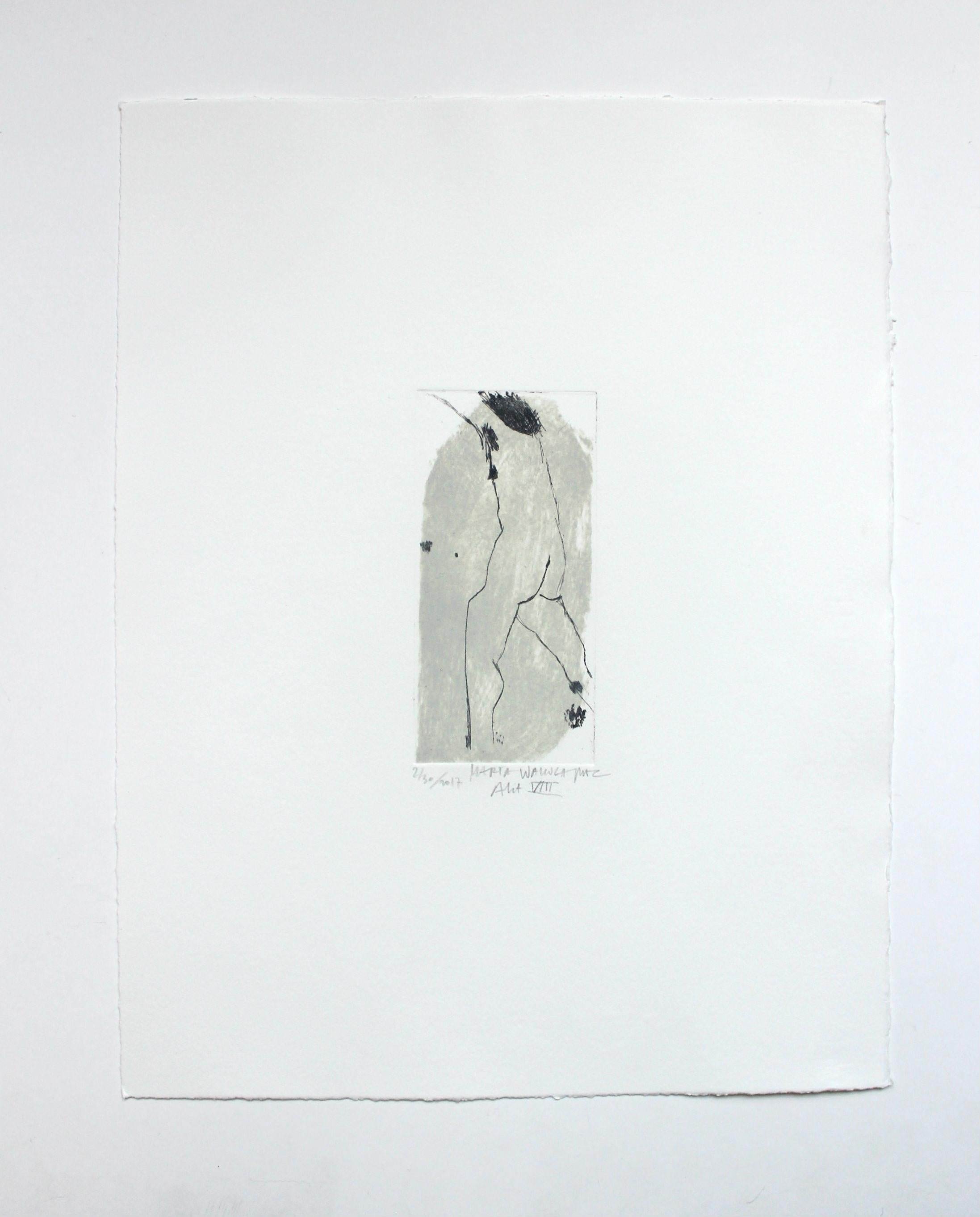 Nudo VIII - XXI secolo, Stampa contemporanea figurativa a puntasecca - Print di Marta Wakula-Mac