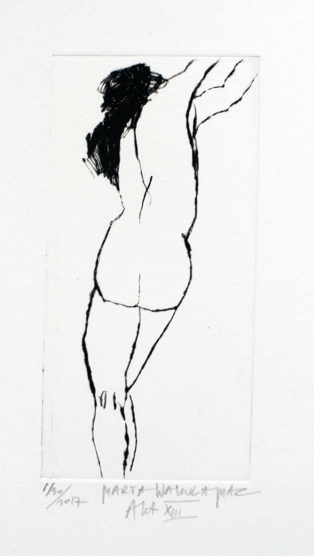 Marta Wakula-Mac Figurative Print - Nude XIII - XXI Century, Contemporary Figurative Drypoint Etching Print