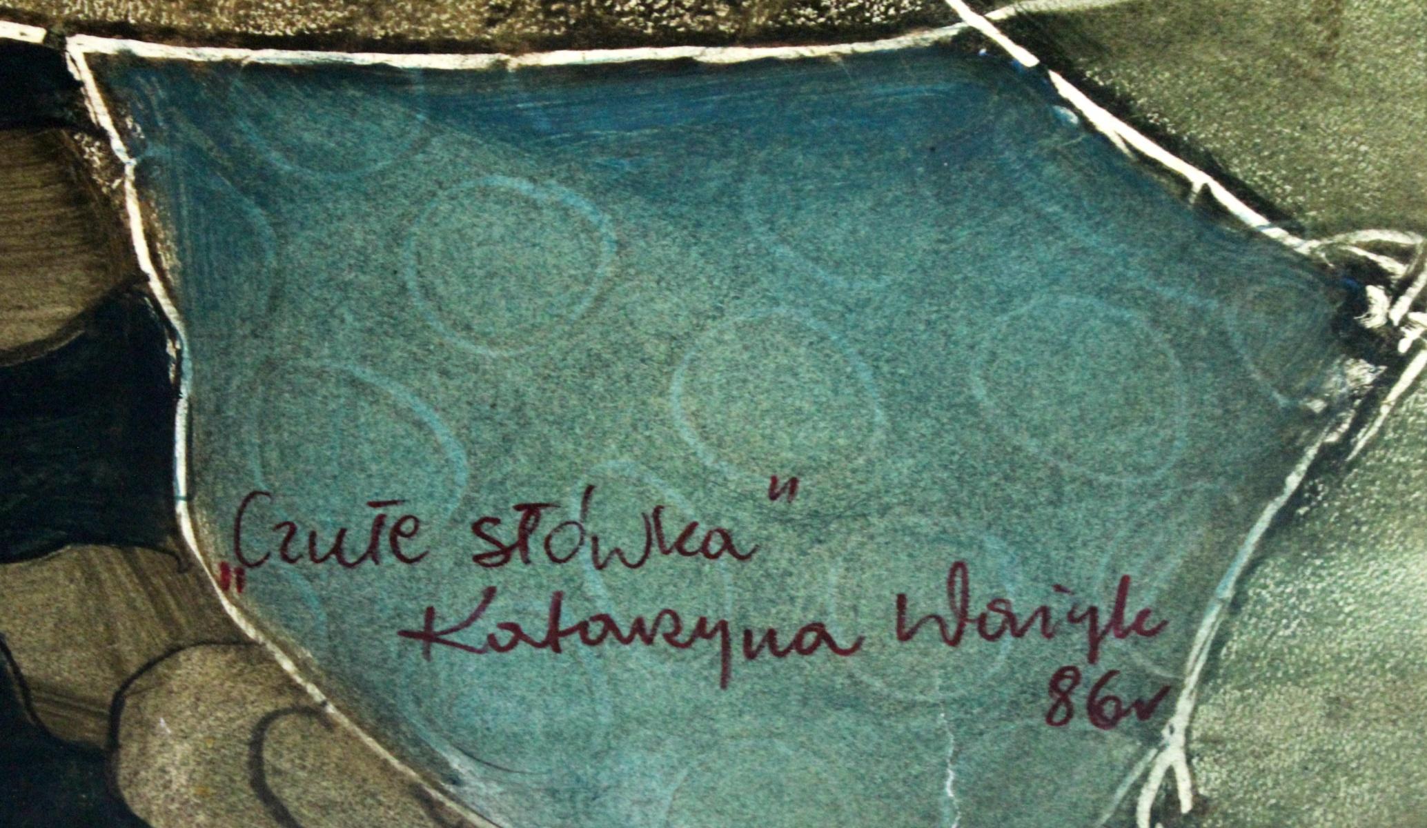 mots dix-huit - XXe siècle, peinture figurative de supports mélangés, nu, couple - Art de Katarzyna Wazyk