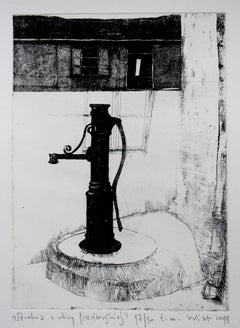Well at Przedborska Street - XXI Century, Contemporary Etching Print, City view
