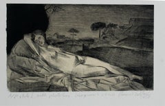 Giorgione's Venus - Zeitgenössischer figurativer Radierungsdruck:: Akt:: Landschaft