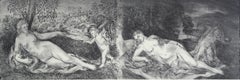 Bordone's Venuses - Contemporary Figurative Etching Print, Nude, Landscape