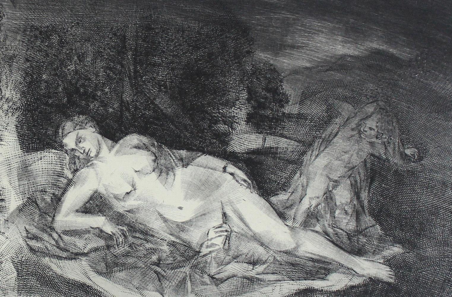 Bordone: Venus von Bordone – zeitgenössischer figurativer Radierungsdruck, Akt, Landschaft (Zeitgenössisch), Print, von Pawel Zablocki