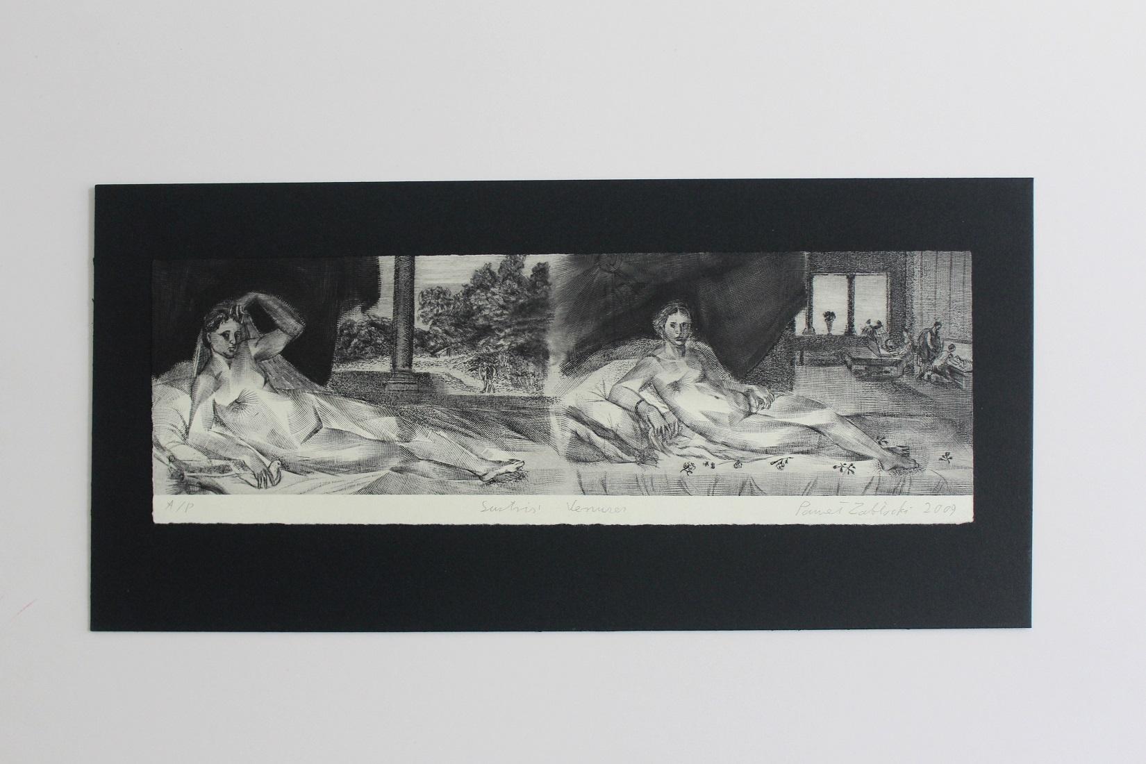 Las Venus de Sustris - Grabado Figurativo Contemporáneo, Desnudo, Paisaje - Print de Pawel Zablocki